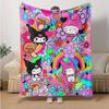 1pc My Melody Kuromi and Friends Themed Blanket, Cute Design for Room Decor, Soft Throw Blanket Perfect As Birthday Gift or Housewarming Present, Suit