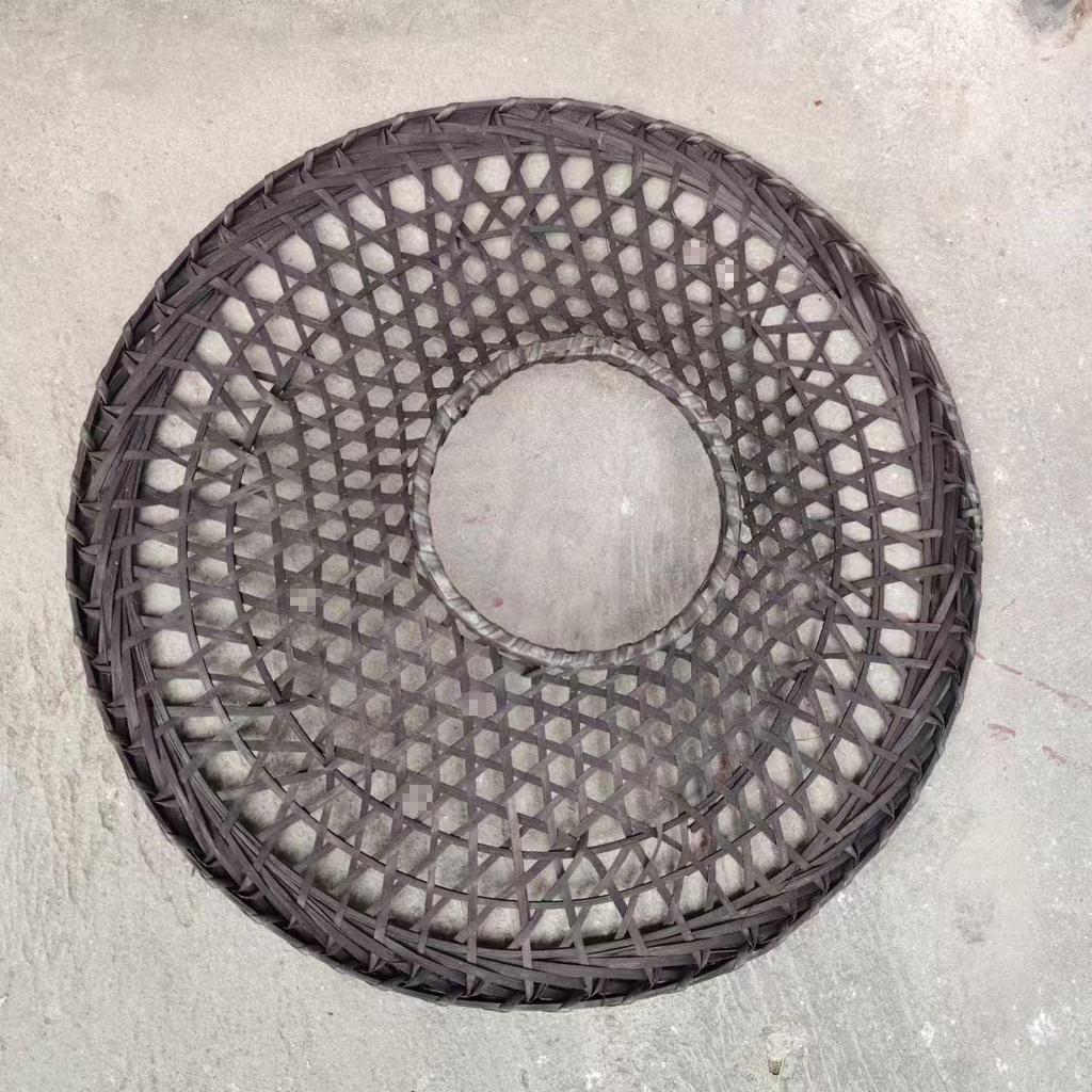 Chapeau Original en Bambou Noir - Accessoire de Costume Daxia Japonais avec Design Antique en Bronze Do Li