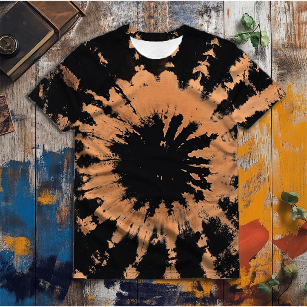 Mode Batikmönster 3D-tryckta T-shirts för män Sommar Enkla Kortärmade Rundhals T-shirts Lös Harajuku Topp