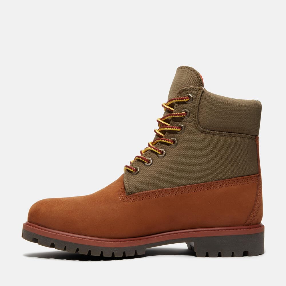 Timberland Heritage 6-Inch Waterproof Boots (Men’s / MD Brown Nubuck W/ Green / Wide) 25.5 Cm / US 7.5 / W