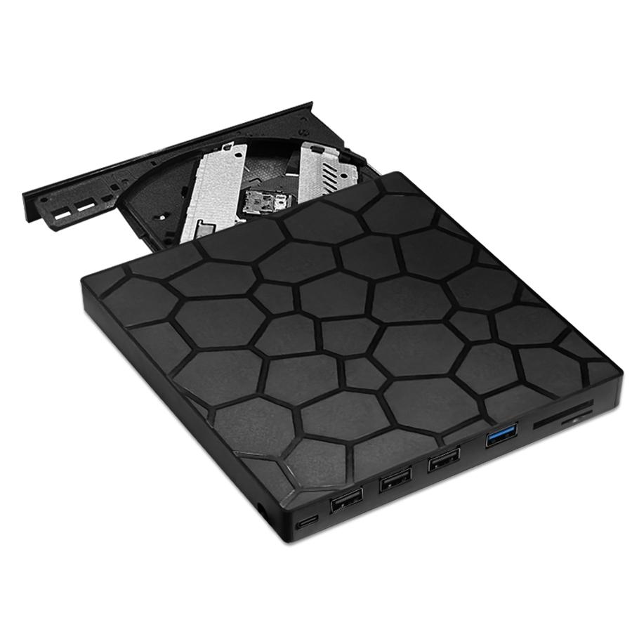 7-in-1 External DVD RW CD Player Optical Drives USB 3.0 Type-C DVD Burner Recorder Reader Disk Drive for Notebook Laptop Desktop