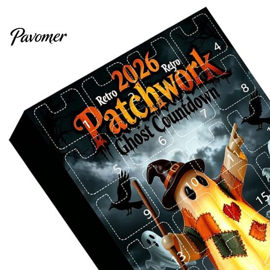 Seasonal Home Accents Halloween Advent Calendar, 24 Day Countdown Box with Mini Country Style Party Decor Ghost Figures, Rustic Farmhouse for