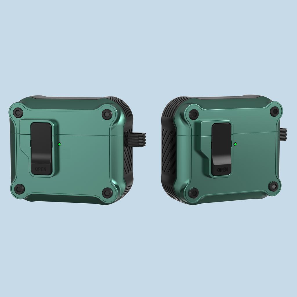 For AirPods 4 Case TPU+PC Protector Bluetooth-compatible Earbuds Cover with Carabiner
