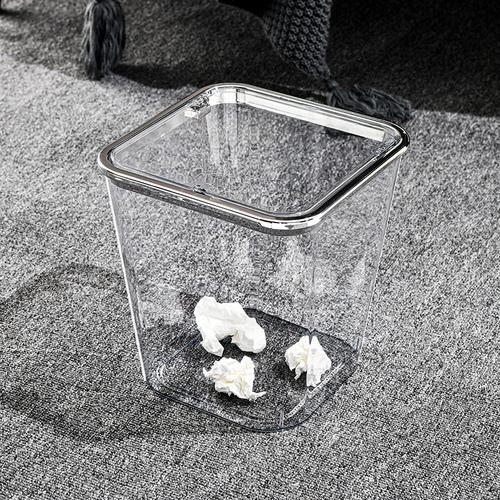 Light Luxury Waste Bins Home Living Room with Cover Bedroom Toilet Living Room Dormitory Desktop Transparent Acrylic Trash Can