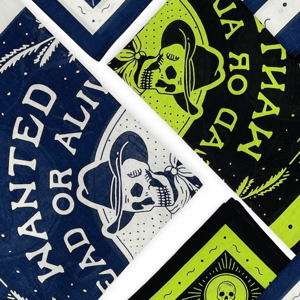 Trifong bandana skull pattern black bandana 100% cotton musketeer grim reaper pattern stylish bandana cap men paisley handkerchief bandana adult