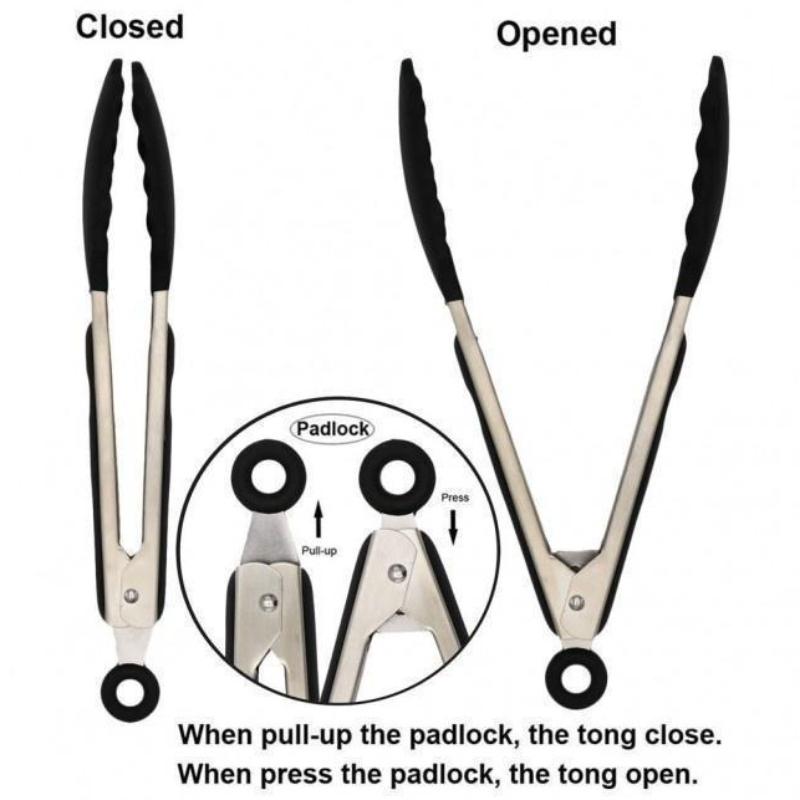 Silicone Nylon Stainless Steel Kitchen Tongs Barbecue Salad Food Clip Fruit Tongs Cooking Food Serving Tongs Kitchen Tools