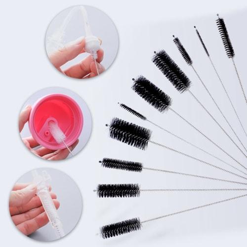 Pigeon Straw Brush, Cleaning Brush, Hose Brush, Very Fine Injector Brush, 20cm, Various Diameters, 10-Piece Set (White)