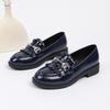 Retro Patent Leather Tassel Loafers with Metal Buckle - Women's British Style Slip-on Flats (Low Heel)