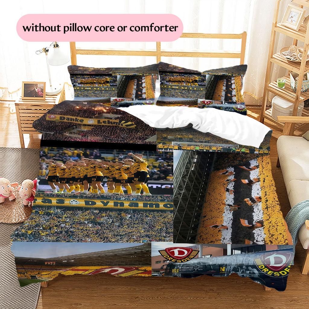SG Dynamo Dresden Pattern Bedding Home Decoration Birthday Gift ( 1 duvet cover + 2 pillowcase, without core),fan merchandise.