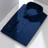 Camisa de Vestir Clásica para Hombre de Manga Larga y Color Sólido con Cuello Extendido Sin Bolsillo Ajuste Regular Comodidad para Todas las Estaciones Elástica Fibra de Bambú Camisa para Oficina de Negocios