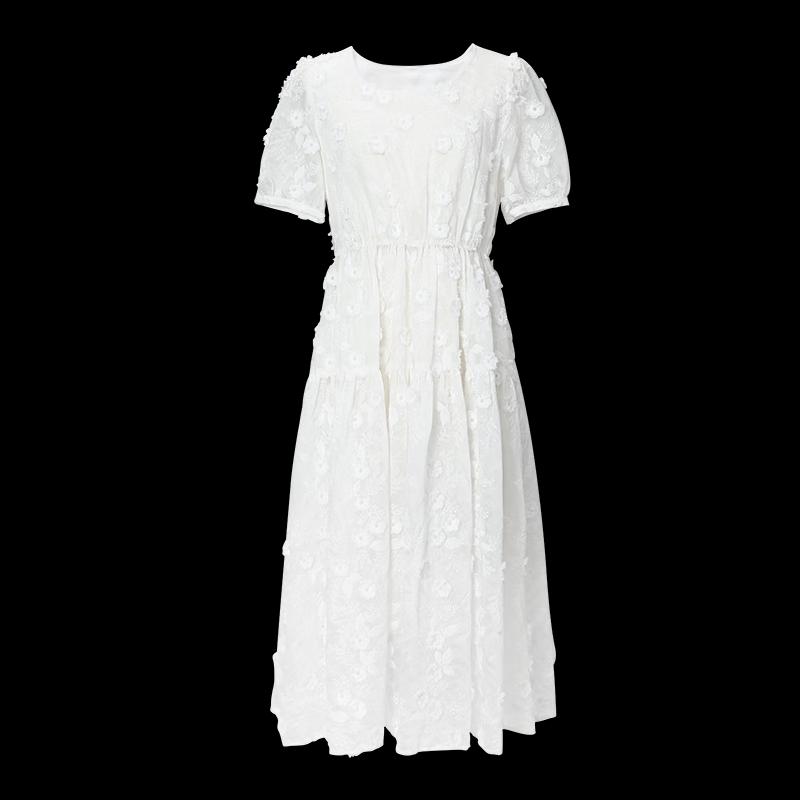 TaTu Women's Embroidered Short-Sleeve Mid-Length Dress