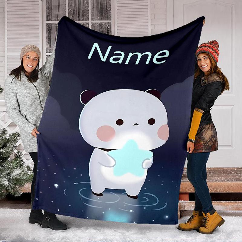 Coperta Personalizzata con Nome - Design Stampa Bubu Dudu, Coperta per Divano, Letto, Viaggio, Campeggio - Morbida e Calda, Ottimo Regalo