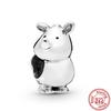 925 Copper Cute Animal Series Cat Dog Elephant Unicorn Bird Pendant Lucky Beads Fit Original Pantaro Charms Bracelet DIY Zircon