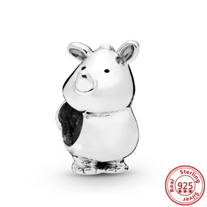 925 Copper Cute Animal Series Cat Dog Elephant Unicorn Bird Pendant Lucky Beads Fit Original Pantaro Charms Bracelet DIY Zircon