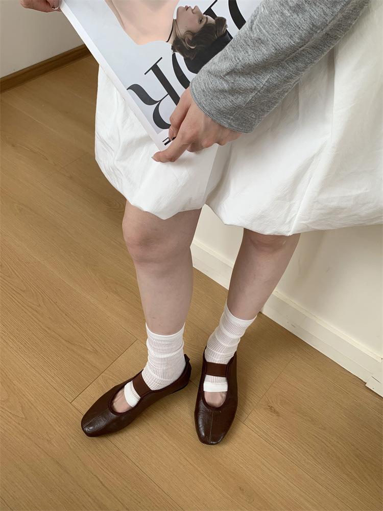 New retro niche evening wind soft sole shallow mouth single shoes feminine temperament gentle fairy elastic band fashionable Mary Jane shoes