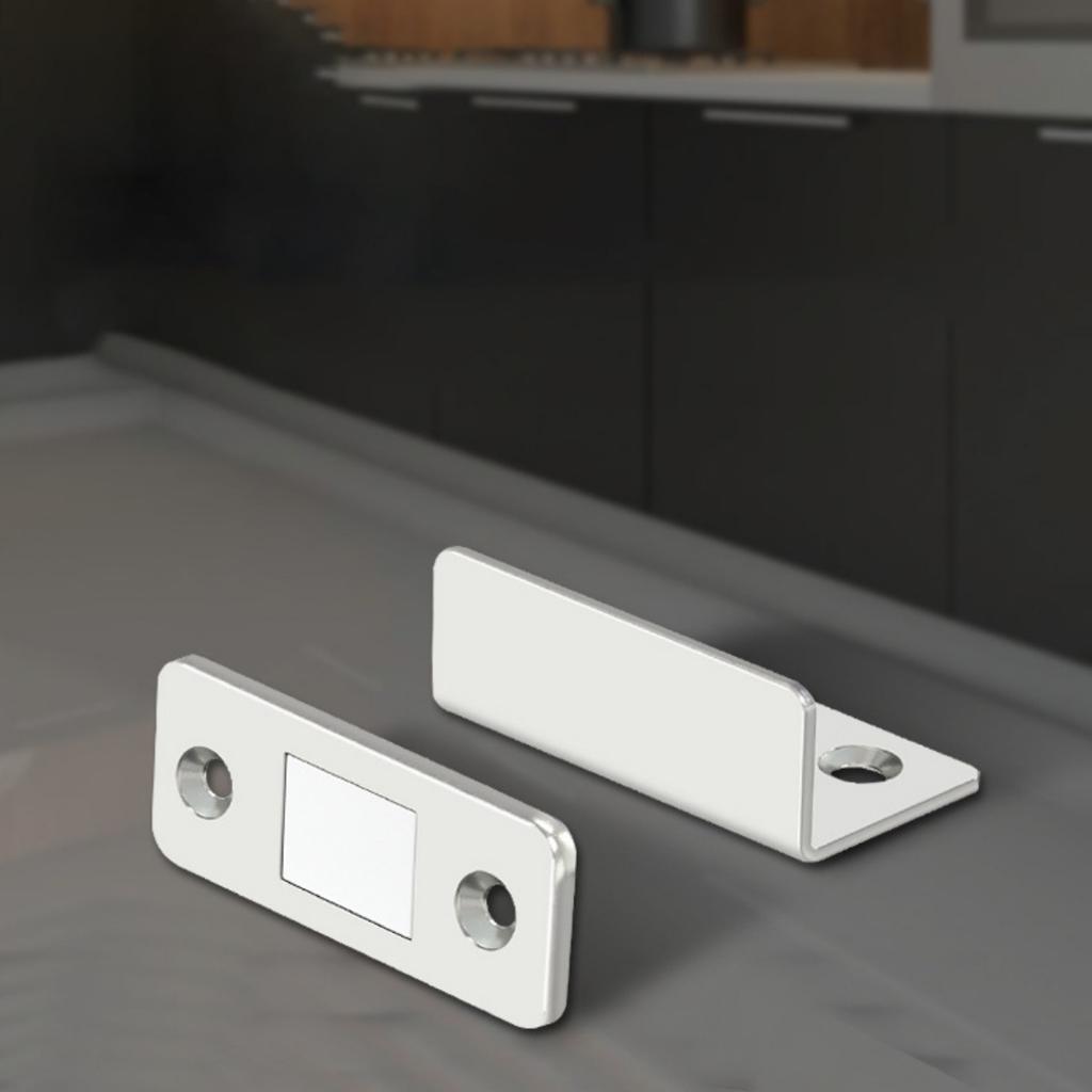 1-Pack L-Shaped Magnetic Door Catch, No-Drill with Adhesive for Cabinet Sliding Doors, Invisible Design, Corrosion-Resistant
