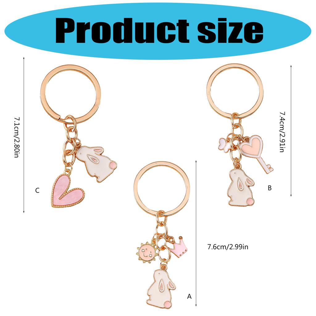 Creative Cartoon Heart Rabbit Keychain Featuring Crown Rabbit Design Durable Alloy Pendant for Young Women and Students