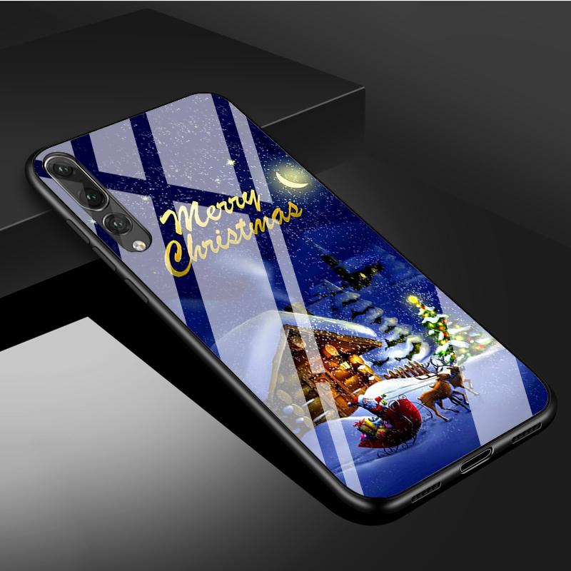 Merry Christmas Tempered Glass Phone Case For Huawei P20 P30 P40 P40 Lite Pro Psmart Mate 20 30 Cover Shell
