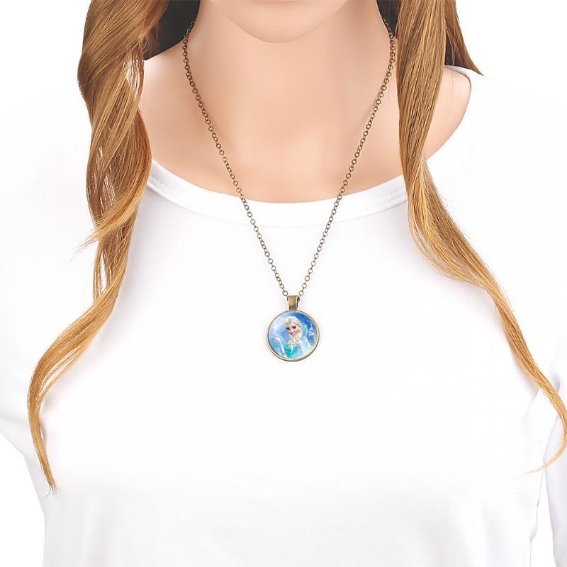 Ariel Little Mermaid Necklace Cartoon Princess Pendant Time Gemstone Jewelry