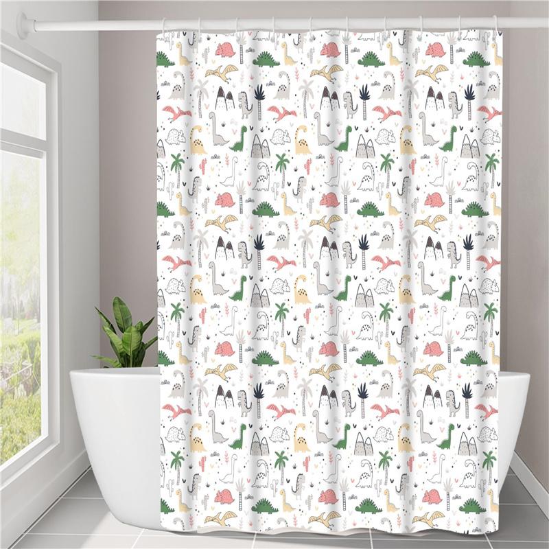 3D Printed Polyester Fabric Waterproof Shower Curtain Bathroom Shower Partition Universal Curtain