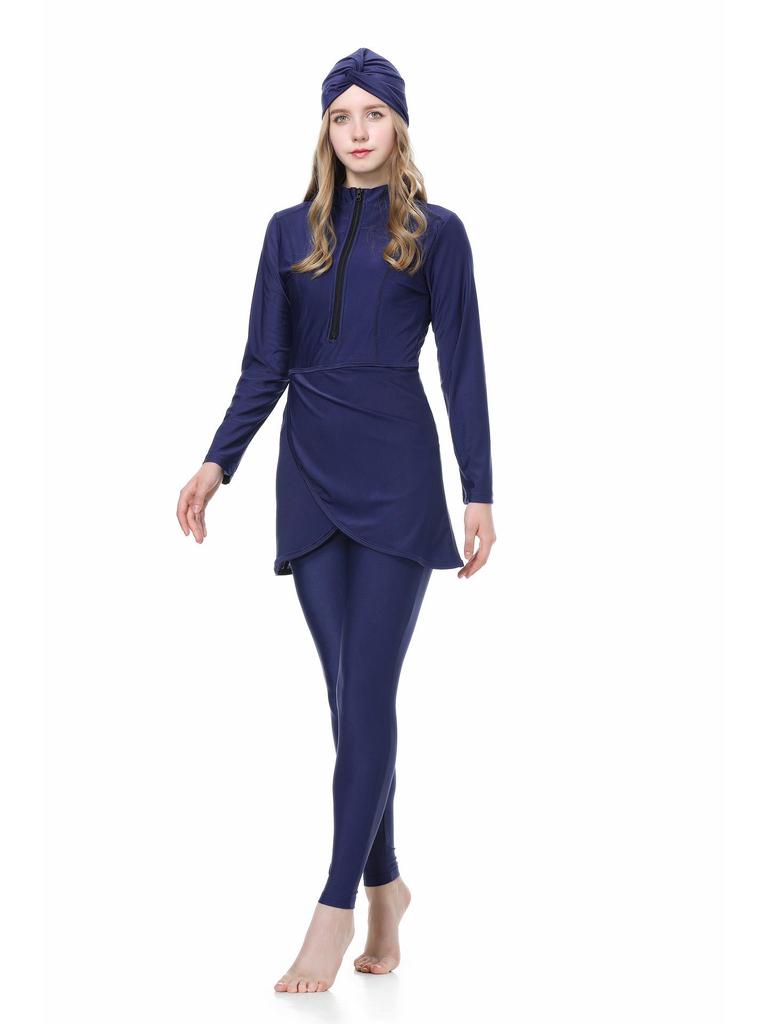 2022 Damen Einfarbig Konservativ Kapuzen-Dreiteiliger Muslimischer Badeanzug