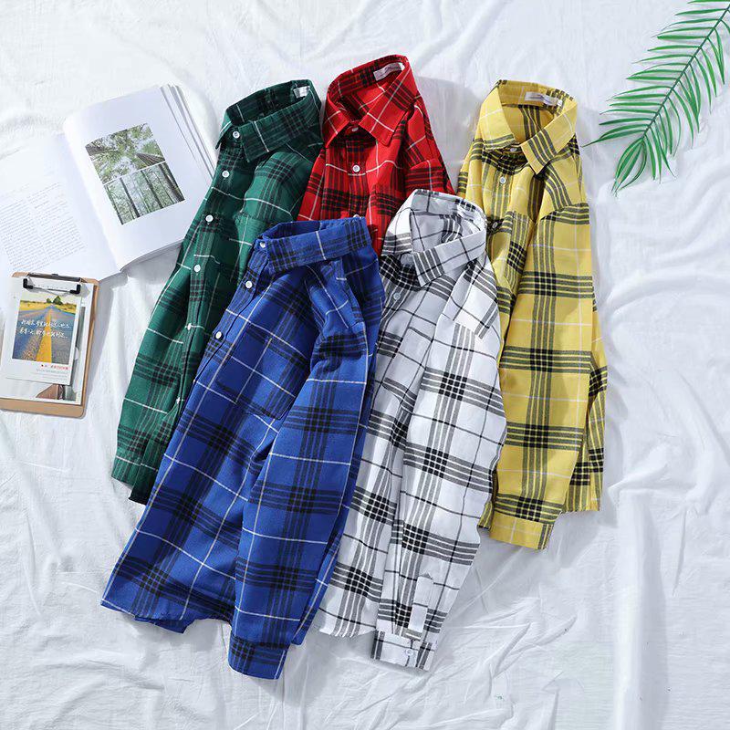 Men's Japanese Plaid Shirt - Harajuku Style, Loose Fit, Long Sleeve, Trendy Student Jacket