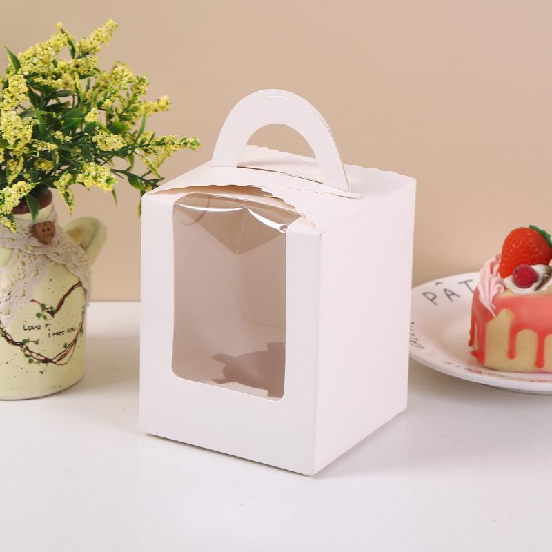 Cutie Albă Pură pentru Brioșe de Mână cu Inserție și Fereastră pentru Brioșe și Produse de Patiserie