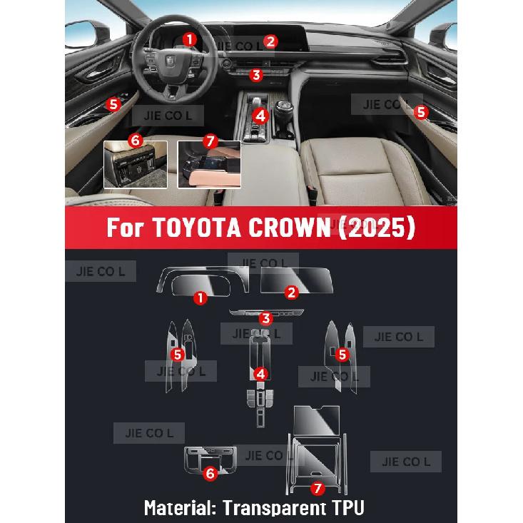 

For TOYOTA CROWN 2025 Anti-scratch Car Interior Center Console Media Dashboard Navigation TPU Protector Film Right rudder driving