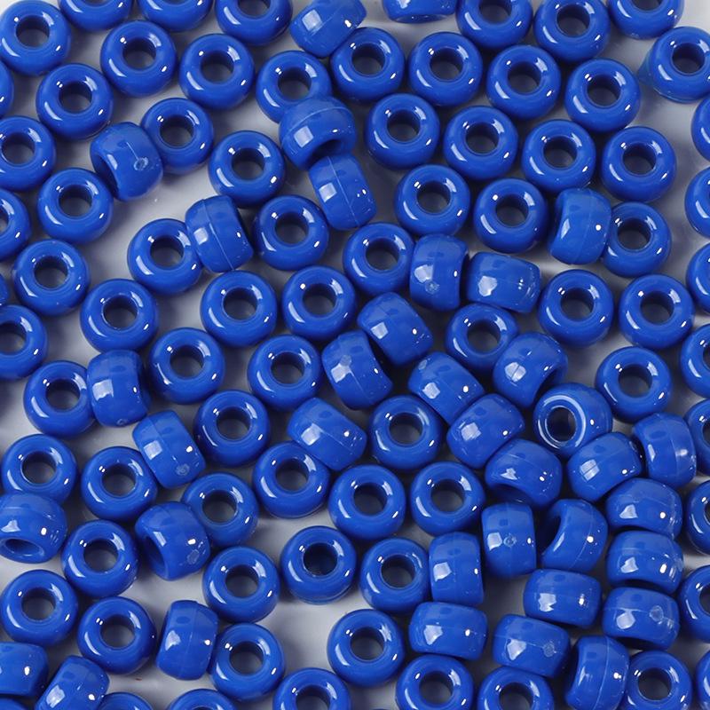 "100 Pcs Large Hole Transparent Frosted Barrel Beads - Colored Onion Powder Plastic Pony Beads for Dreadlocks and Wigs"