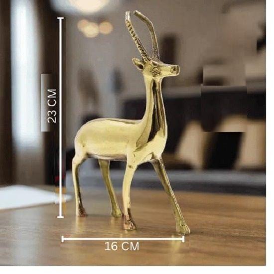 Brass Deer Statue | Height-22 Cm Aprrox. | Vastu Idol for Home and Office | Zonal Placement-West/WNW | Pack of 2 |