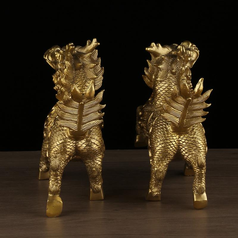 Brass Pair Wholesale Wealth Ornaments Fire Kirin Home Crafts Office Desktop Entrance