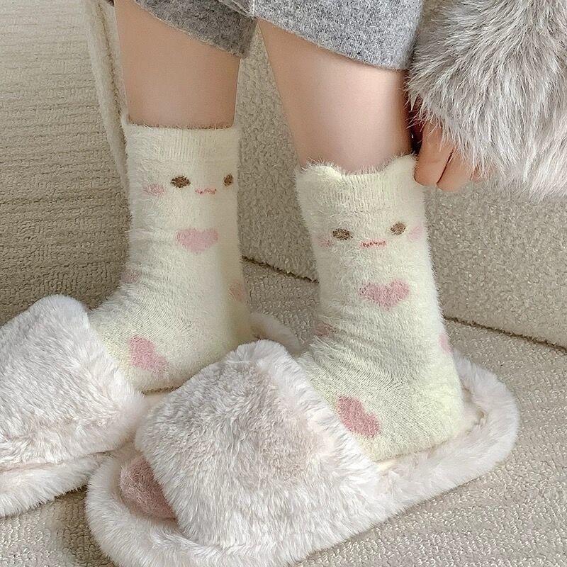 Insulated Fleece Socks with Cute Patterns | For Winter Home | Gift Set for Girls