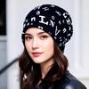 Turban Hats For Women Beanie Windproof Outdoor Suncreen Fashion Letter Print Baggy Cap Casual Headwear Head Wrap Mask New