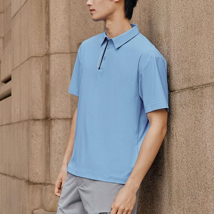 Skechers Solid Color Moisture Wicking Loose Fit Short Sleeve Polo Shirt Men Tops Temptation-Blue P224M049-00MU