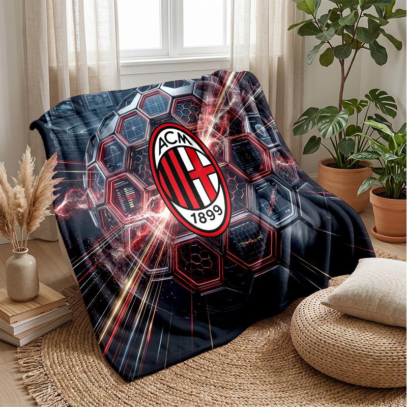 AC Milan Theme Blanket Soft Flannel Blanket Plush Throw Blanket Cozy Sofa Bed Blanket for Home Decor