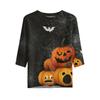 Women's Casual Loose Fit Half Sleeve Top Round Neck Lightweight Comfortable Halloween Pumpkin Print Shirt for Everyday Wear