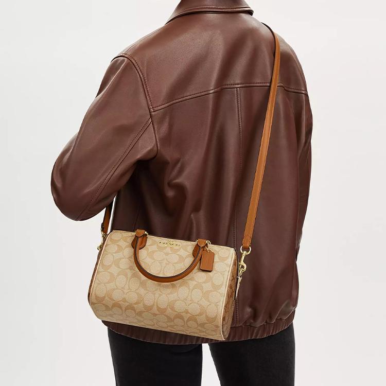 Coach Rowan 25 Logo Zipper Closure Coated Canvas Shoulder Crossbody Tote Bag Medium Women handbags Light-Khaki CS185-IMWQ4