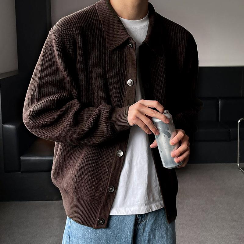

Осенне-зимний вязаный свитер кардиган куртка мужской свитер пальто трикотажные пальто мужские приталенные повседневные кардиганы пальто L кофейный