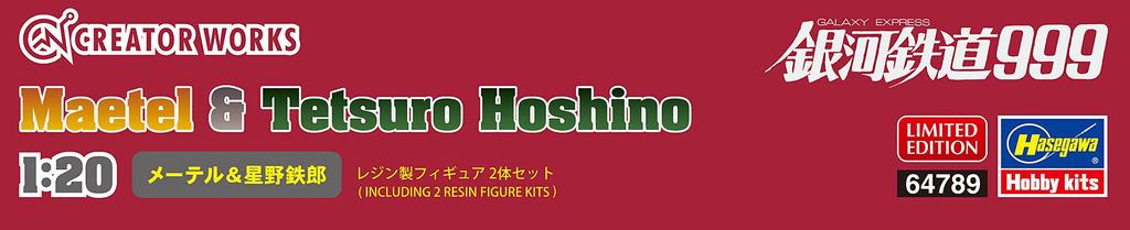 Hasegawa Creator Works Series Galaxy Express 999 Maetel Tetsuro Hoshino Scale Unpainted Resin Kit 64789 & 1/20