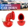12V Car Horn 200db Red Horn Electric Bull Horn Cow Sound Metal Horn for Truck Train Boat Motorcycle Car Truck Boat Super Loud