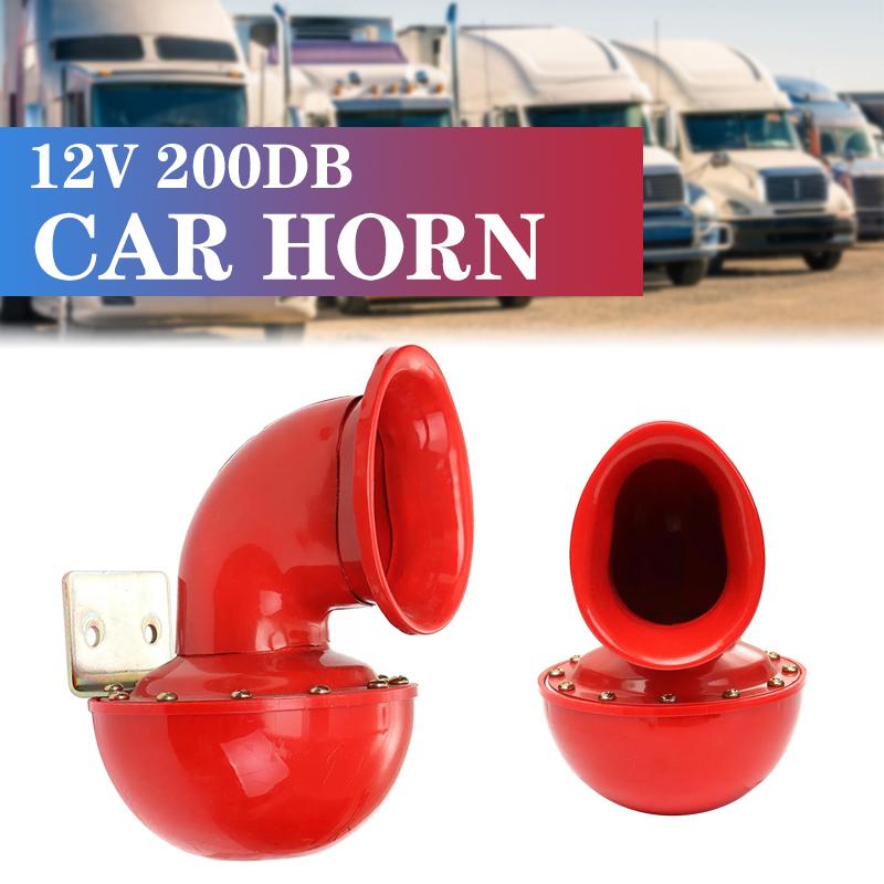12V Car Horn 200db Red Horn Electric Bull Horn Cow Sound Metal Horn for Truck Train Boat Motorcycle Car Truck Boat Super Loud