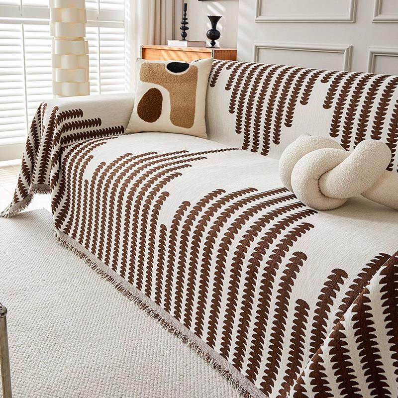 Geometric Chenille Sofa Cover with Scratch Proof, Reversible Stretchable Furniture Protector for All Seasons - 180x130cm to 180x300cm 180*130cm