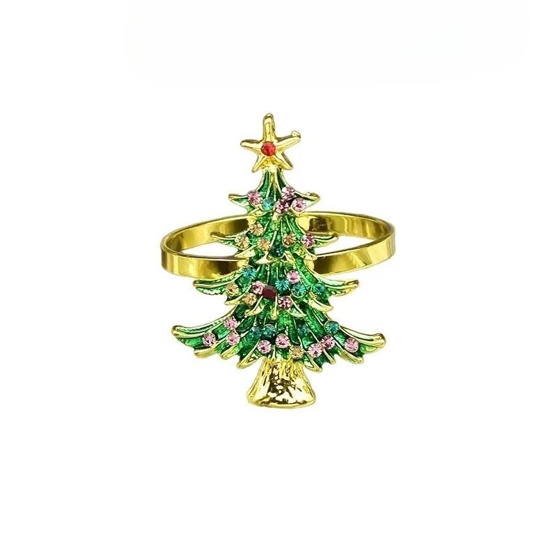 1-40PCSChristmas Tree Napkin Ring Holders Festive Dining Table Accessories for Restaurant Holiday Party Supplies Home Decoration