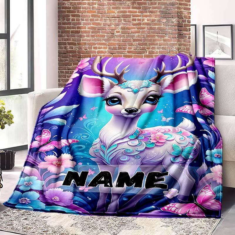Beautiful Deer Customize Your Name Blanket Warm Comfortable And Soft Blankets Are Suitable For Home Lunch Break Blanket Office Sofa Sofa Gift To