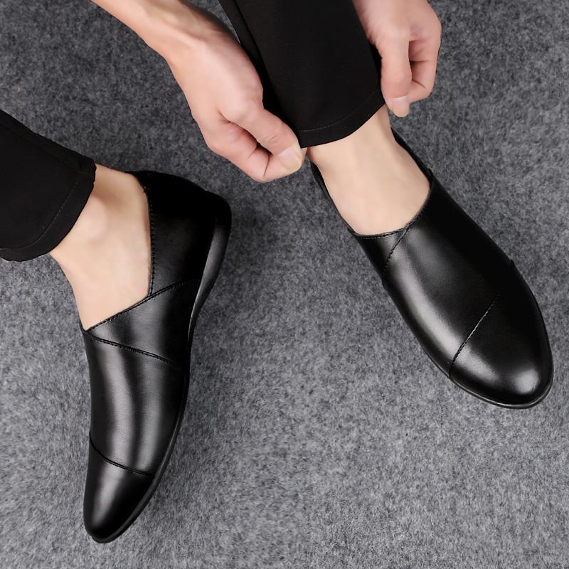 Fashion Men Shoes slip on Genuine Leather Male Casual Men Shoes hole summer Comfortable Formal Loafer Business Office Formal Dress Shoes