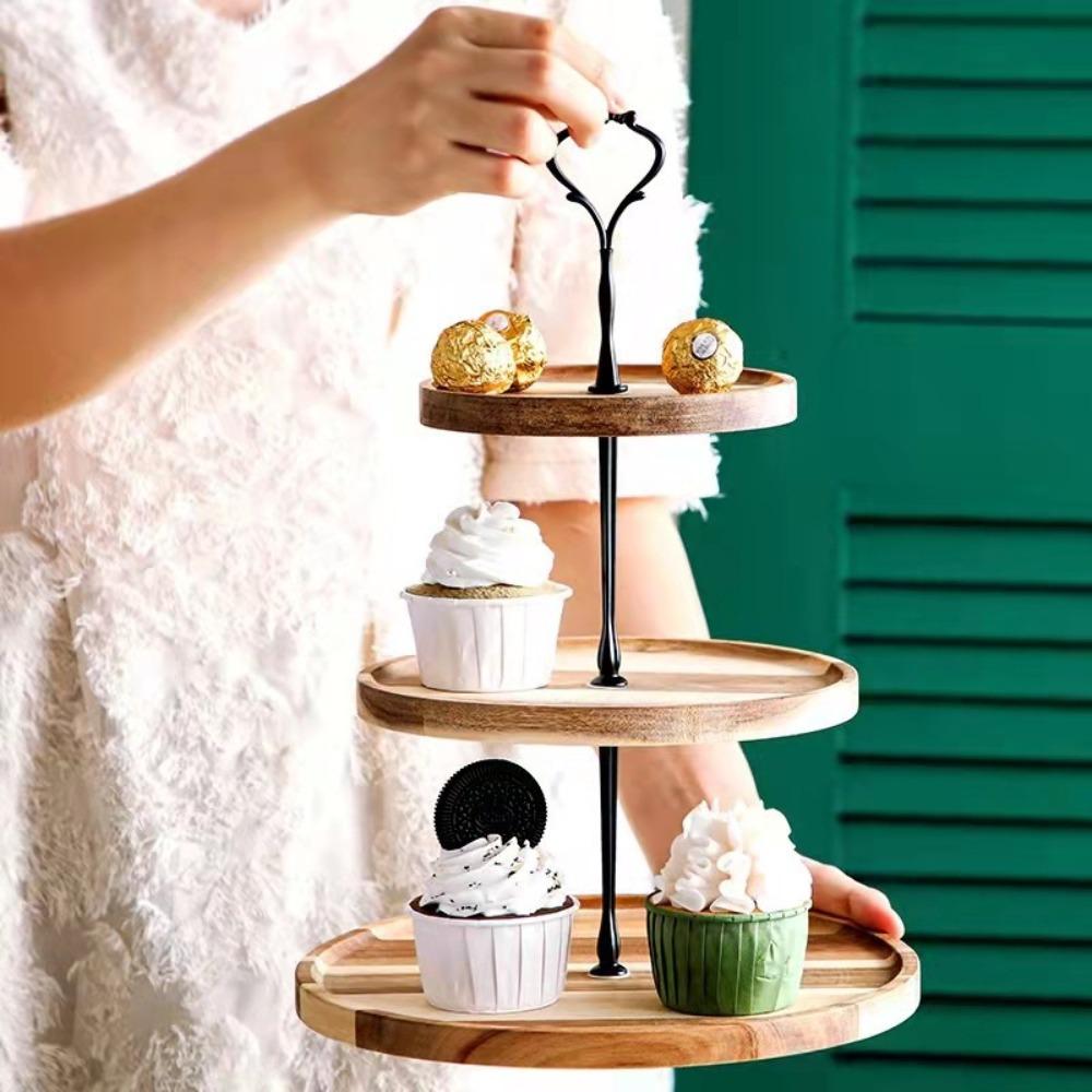 2/3-layer Decorative Cake Stand Wooden Material Snack Dish New Dessert Display Rack  Tea Party