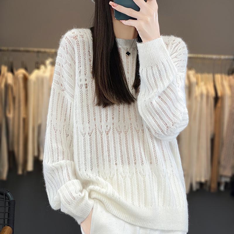 Empty Knitted Sweater Women'S Thin Sweater Autumn And Winter Clothing New Design Sense Niche Long-Sleeved Loose Coat Top
