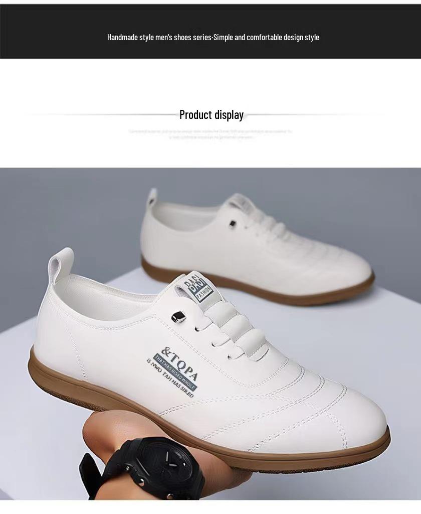 Men's Casual Leather Slip-On Shoes: Fashionable, Versatile, Soft Sole, Breathable, British Style for Business and Commuting.