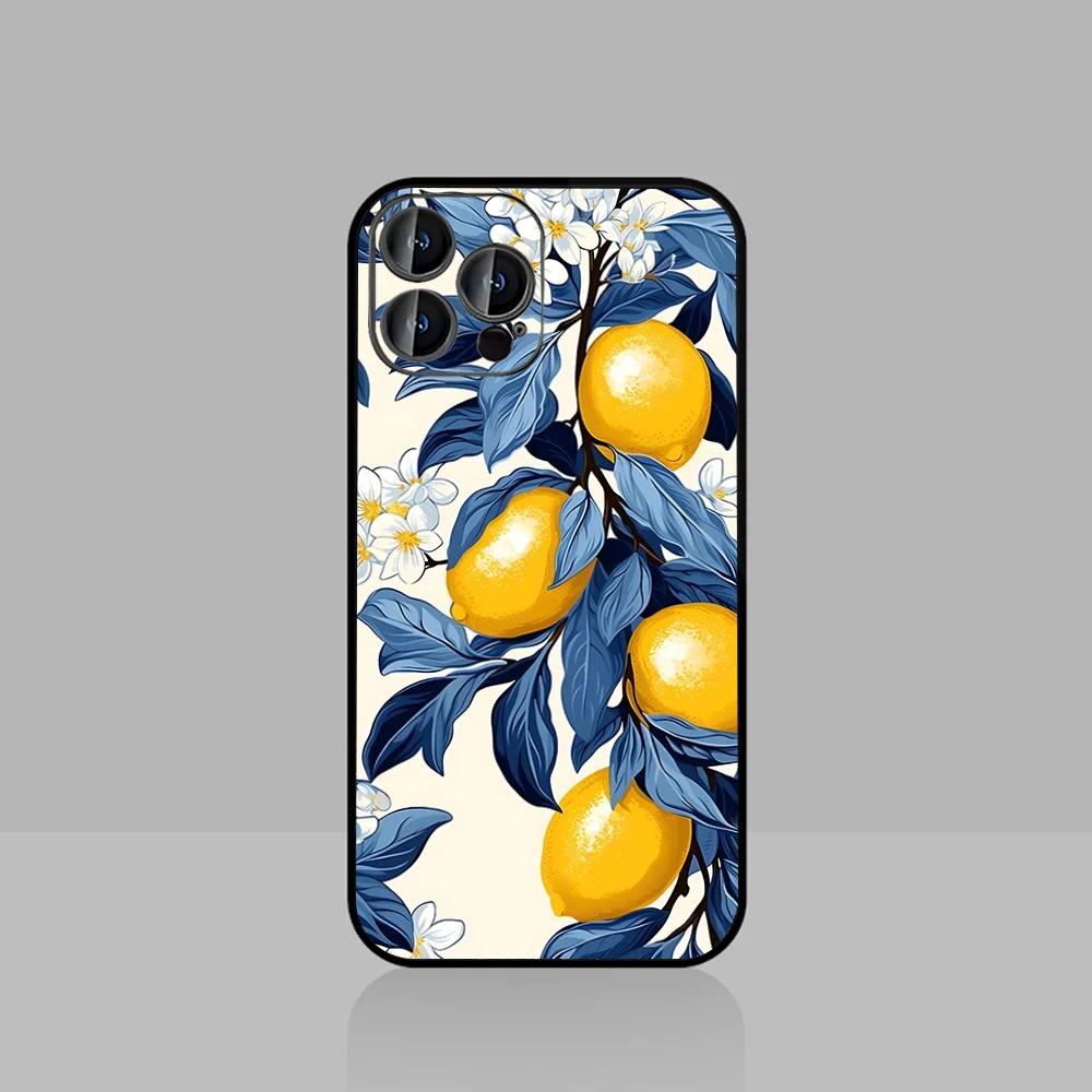 Cute Artistic Lemon Mobile Phone Case For iPhone 16 15 11 12 14 13 Pro Max Mini X XSMax XR 7 8 Plus SE4 16e Silica Covers Fundas