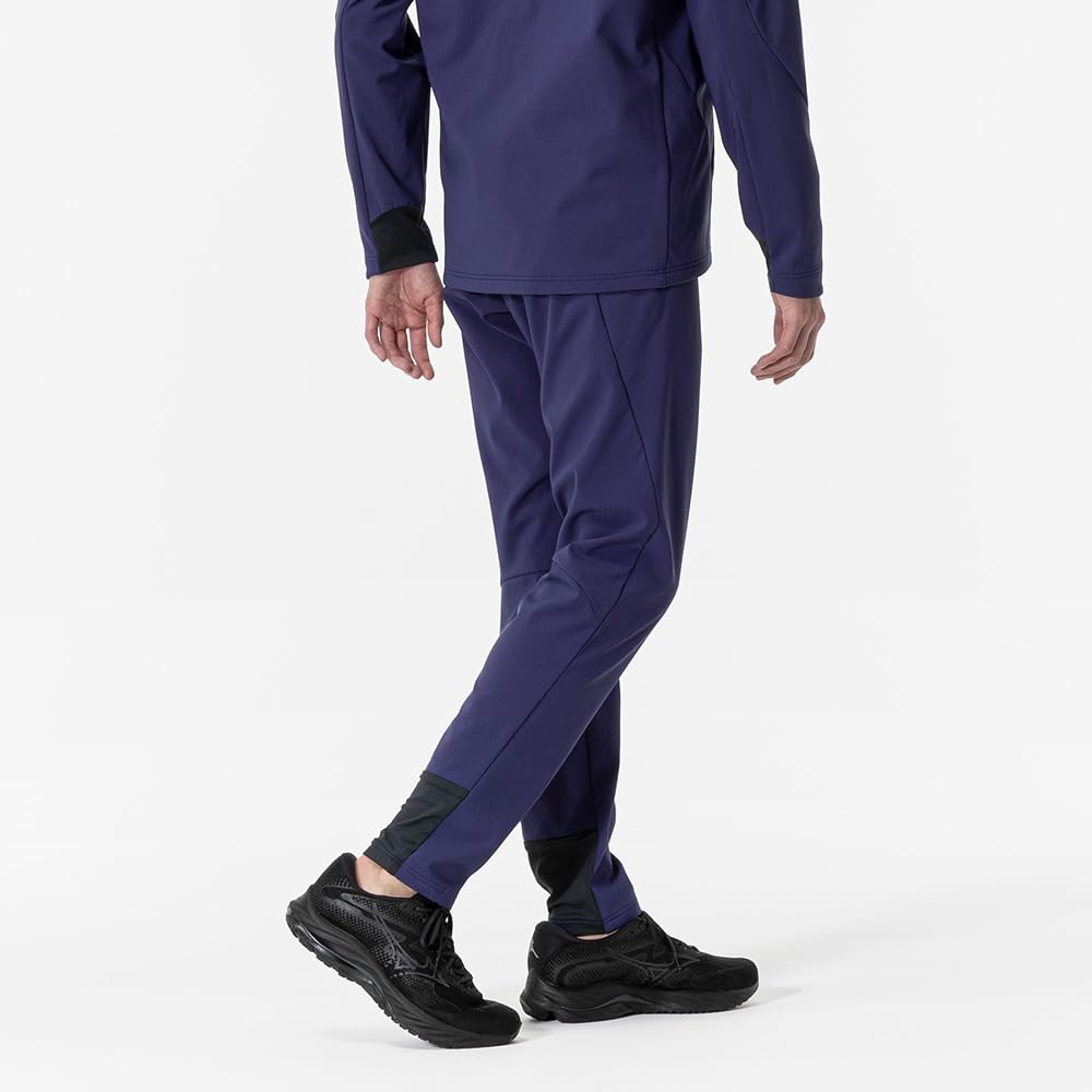 Mizuno Tech Shield Training Blue Size L Pants, Windproof, Stretch, Water-Repellent, 32MDA552, Men's Depth,